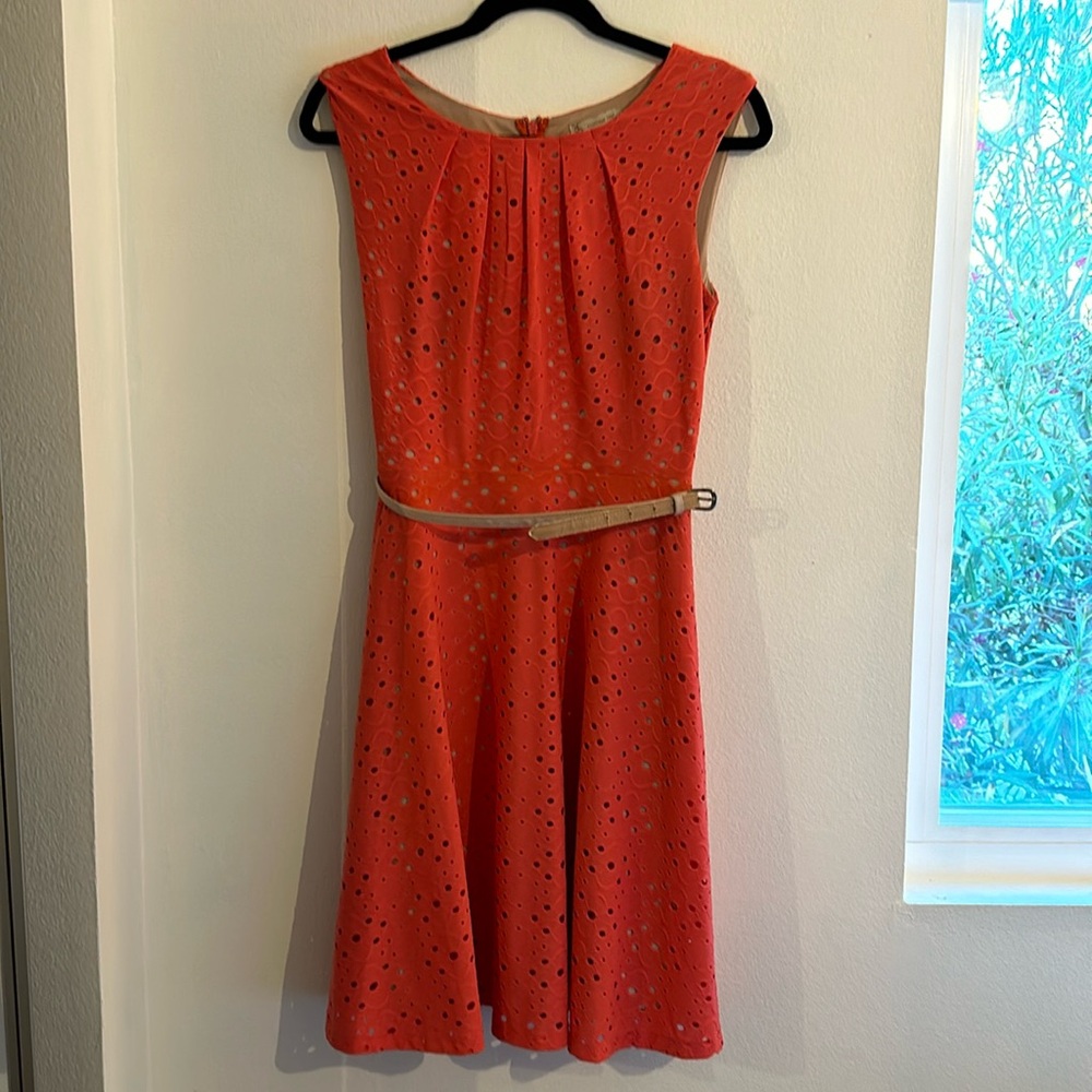 Established 1962 coral eyelet dress